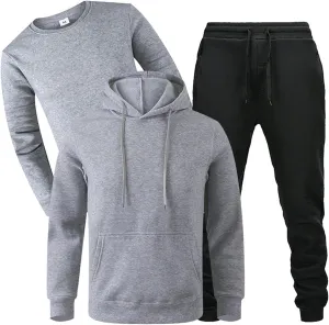 Sweatsuits for Men 3 Piece Heavyweight Fashion Hoodies, Long Sleeve Basic Tops and Jogger Sweatpants Outfits Tracksuits