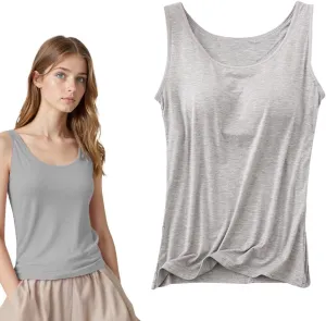 Tank Tops with Built in Bra for Women Summer Sleeveless Slim Fit Wider Strap Camisole Basic Workout Yoga Tops