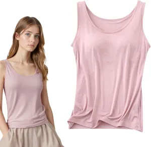 Tank Tops with Built in Bra for Women Summer Sleeveless Slim Fit Wider Strap Camisole Basic Workout Yoga Tops