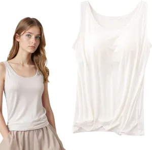 Tank Tops with Built in Bra for Women Summer Sleeveless Slim Fit Wider Strap Camisole Basic Workout Yoga Tops