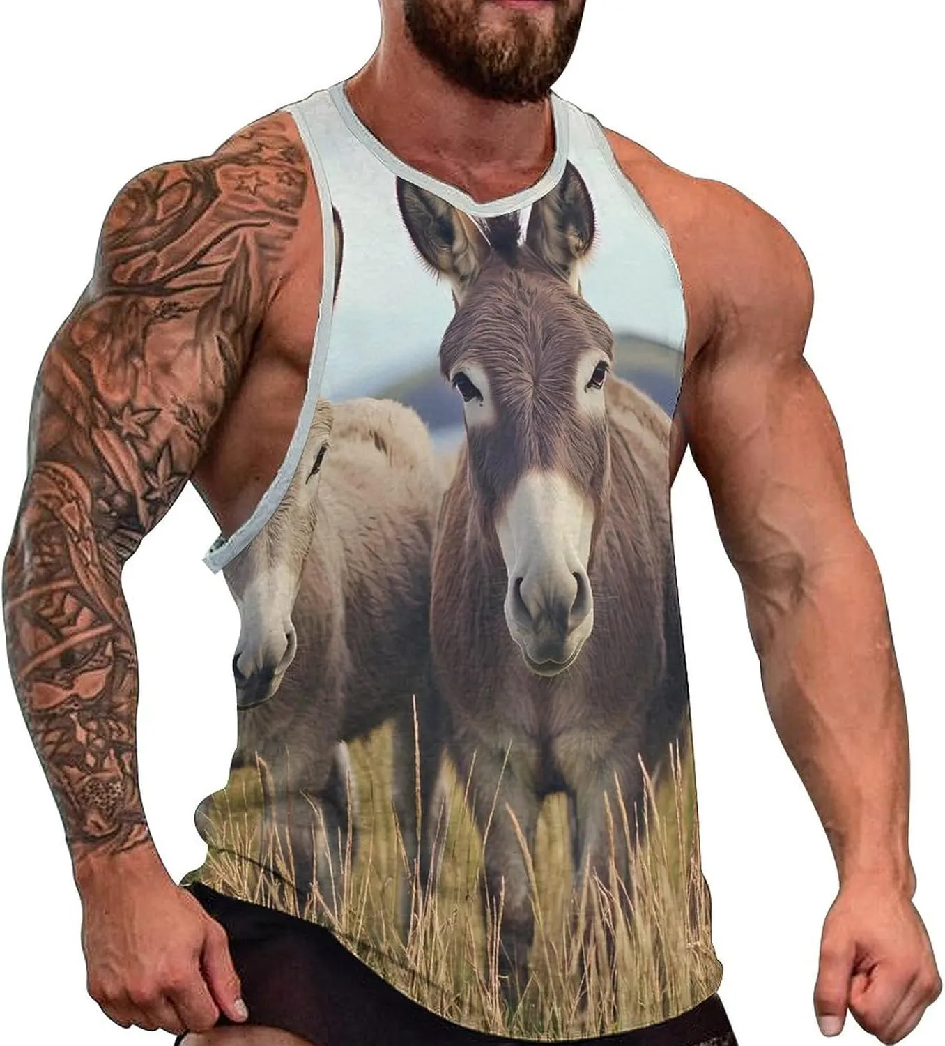 Three Donkeys F Men's Activewear Tank Tops Gym Sleeveless Muscle T Shirts Workout Tees Vest