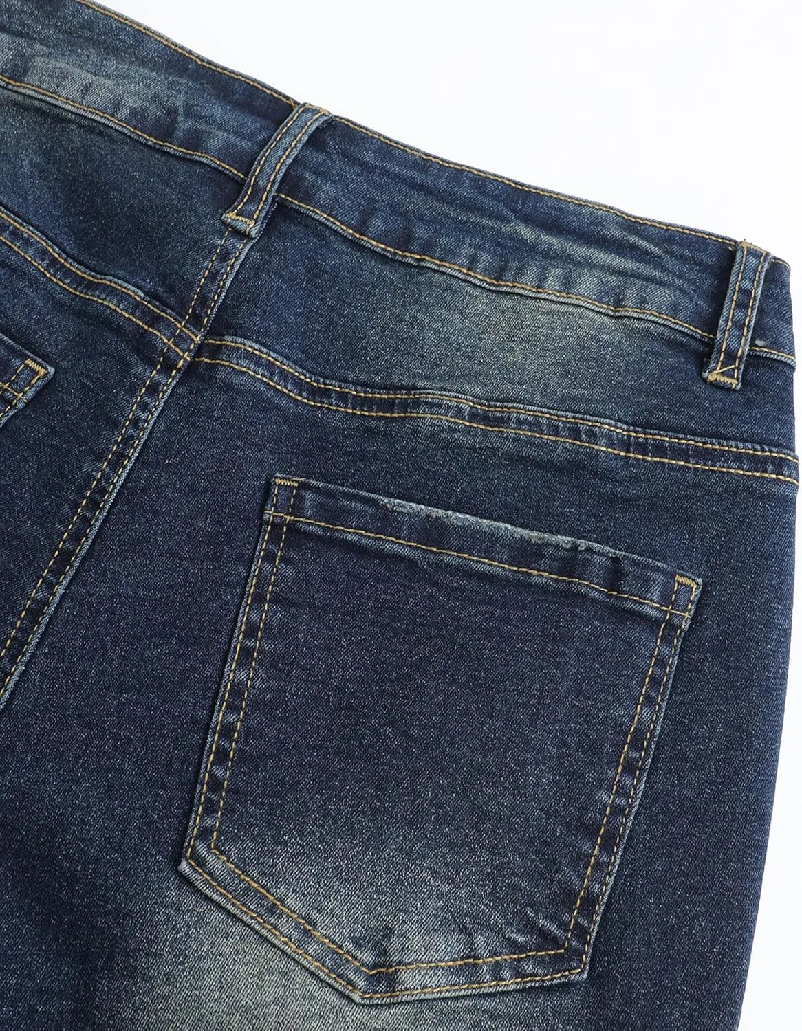 THUNDER STAR Women Mid Rise Ripped Stretchy Jeans Shorts Frayed Raw Hem Casual Denim Shorts