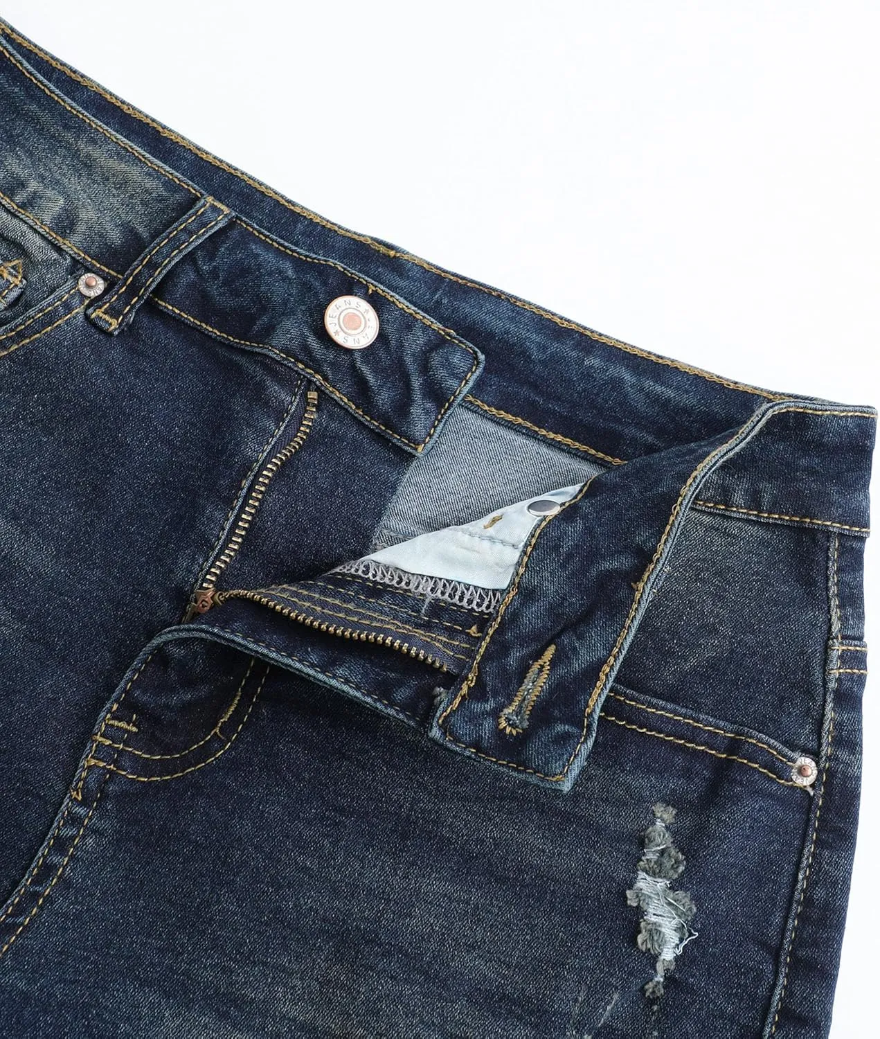 THUNDER STAR Women Mid Rise Ripped Stretchy Jeans Shorts Frayed Raw Hem Casual Denim Shorts