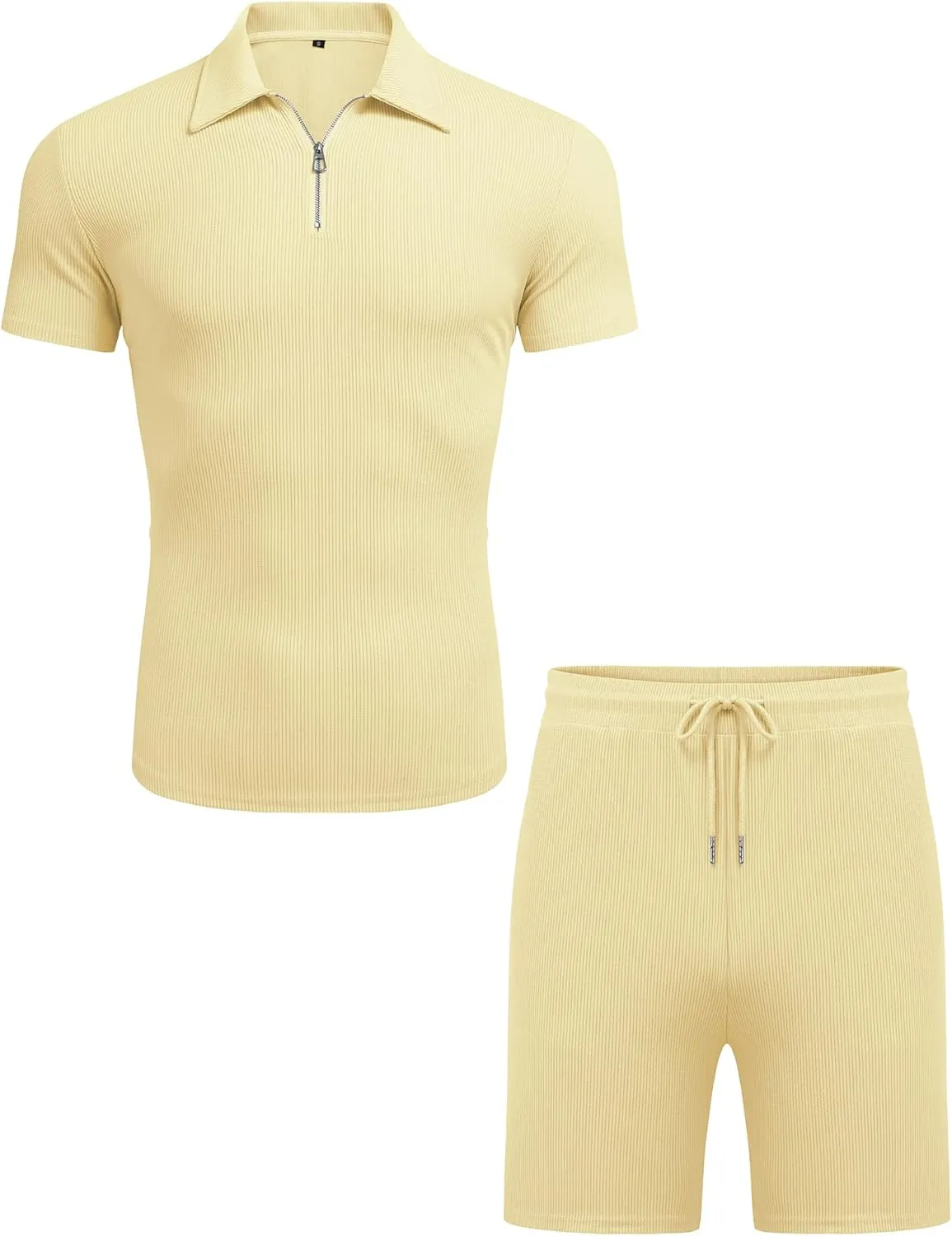 URRU Men's Polo Shirt and Shorts Set Summer Outfits Casual Short Sleeve Polo Suit for Men 2 Piece Shorts Tracksuit Set