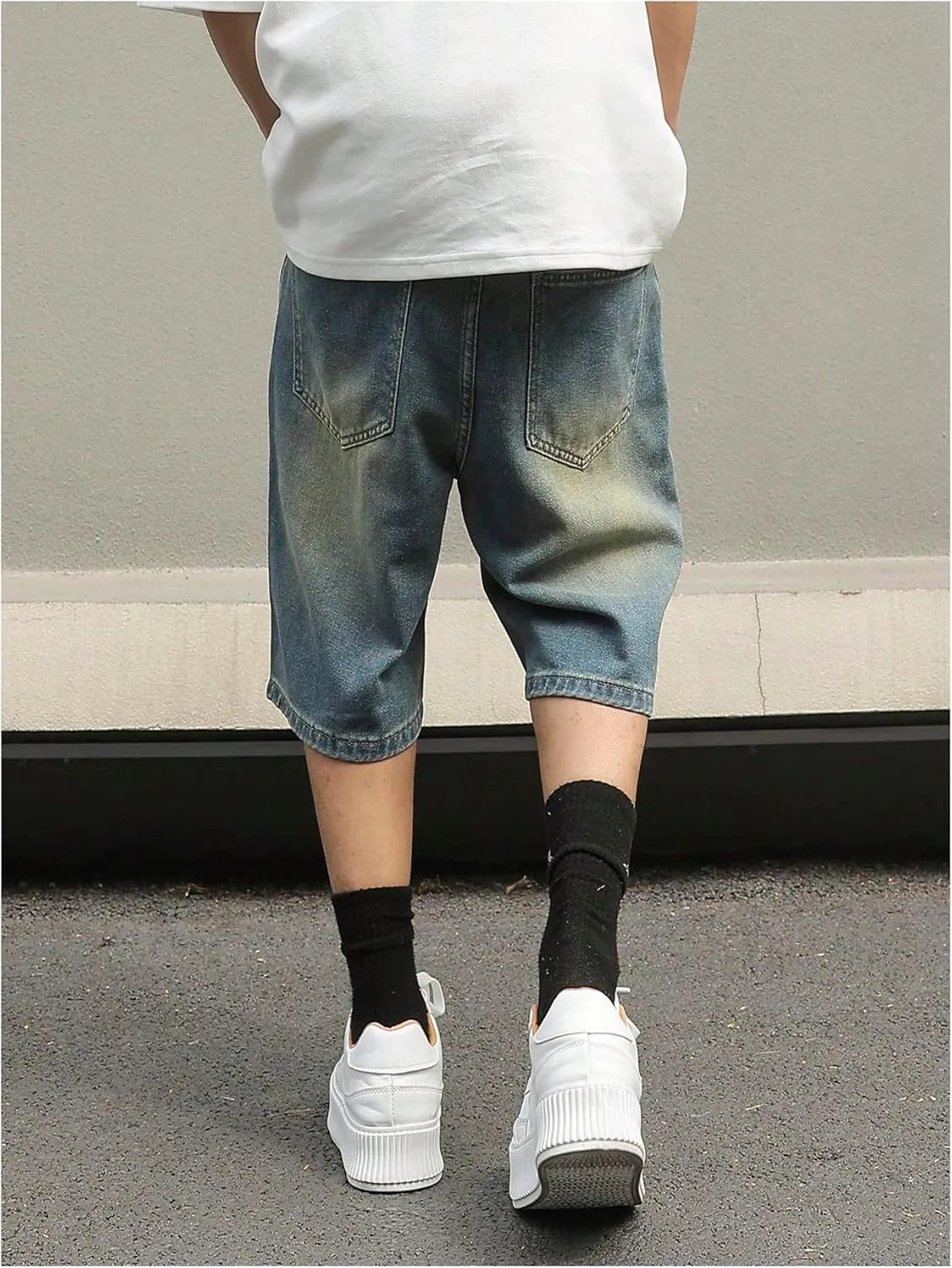 Verdusa Men's Denim Shorts Distressed Ripped Summer Casual Short Jeans