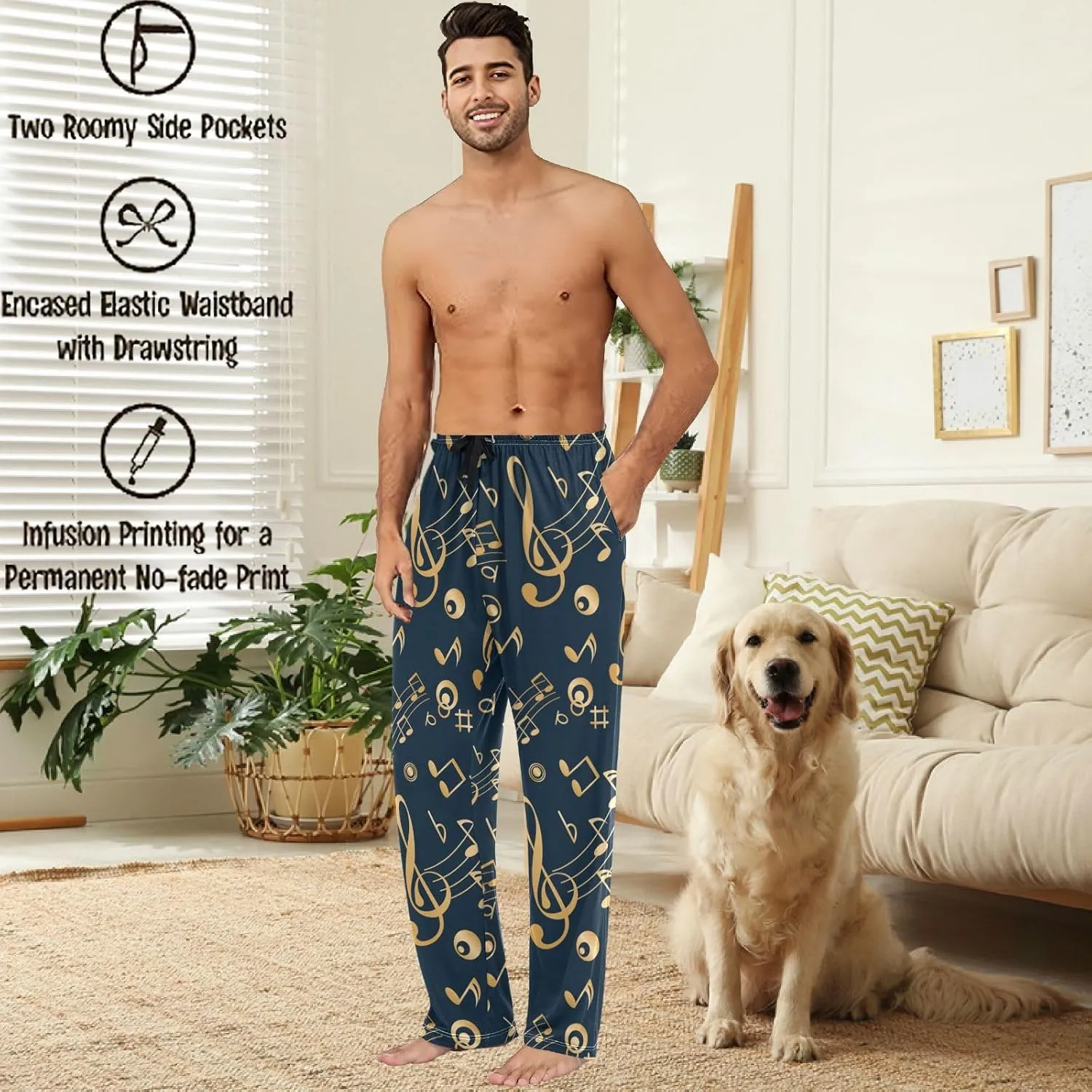 visesunny Men's Pajama Pants 100% Cotton Lounge Soft Warm Sleepwear Pants PJ Bottoms Drawstring and Pockets