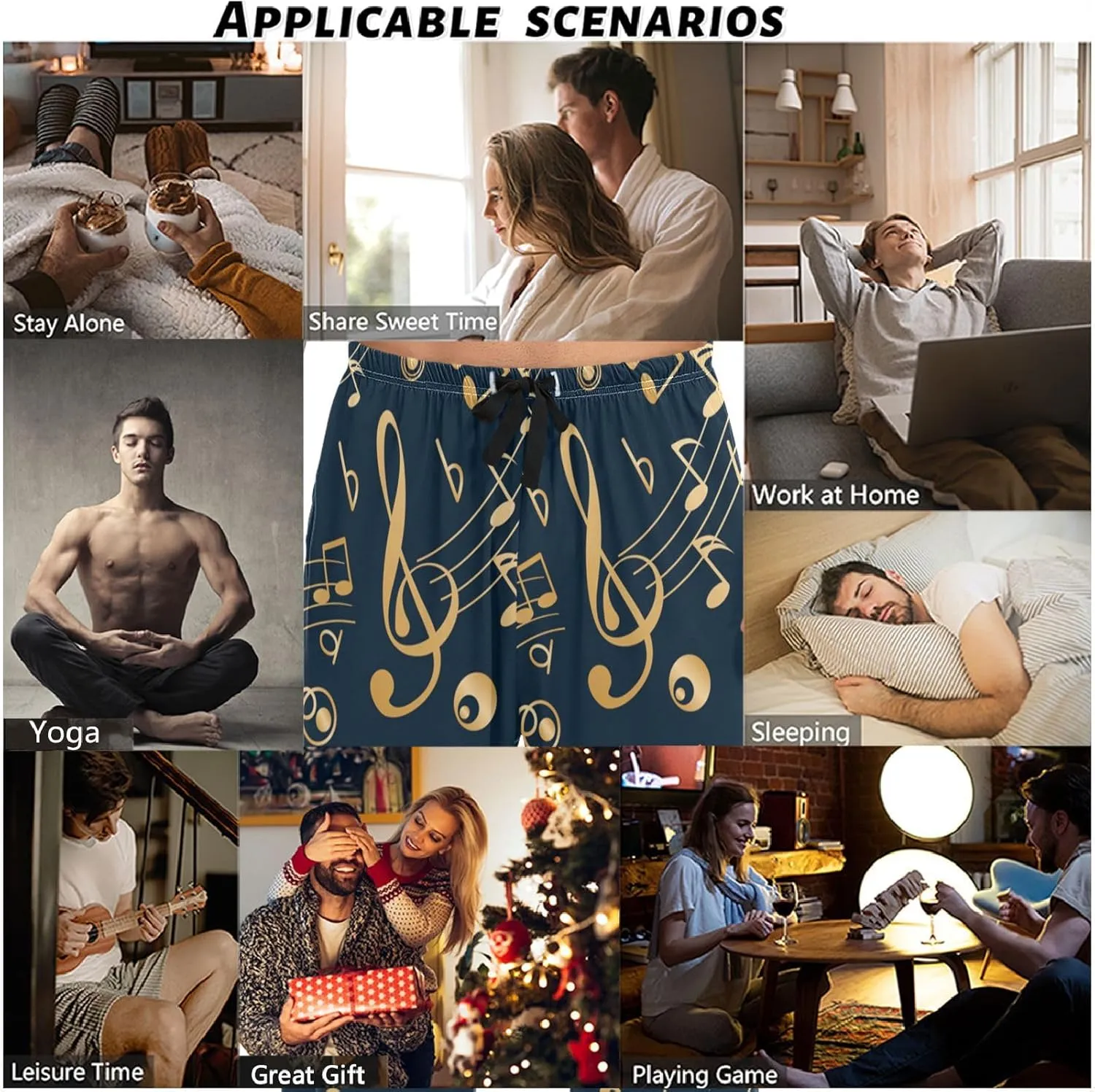 visesunny Men's Pajama Pants 100% Cotton Lounge Soft Warm Sleepwear Pants PJ Bottoms Drawstring and Pockets
