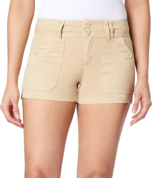 WallFlower Women's Feisty Curvy Twill Shorts 3" Low-Rise Insta Stretch Juniors
