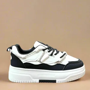 White Chunky Sneaker With Diamante Band