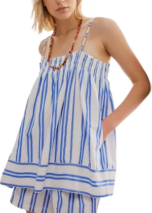 Women 2 Piece Lounge Set Sleeveless Striped Cami Peplum Top Boxer Shorts Loose Ruffle Matching Pj Sets Outfits