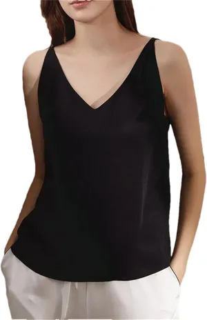 Women Loose Fit Silk Camisole Tank Summer Sleeveless V-Neck Silk Satin Sling Vest Top