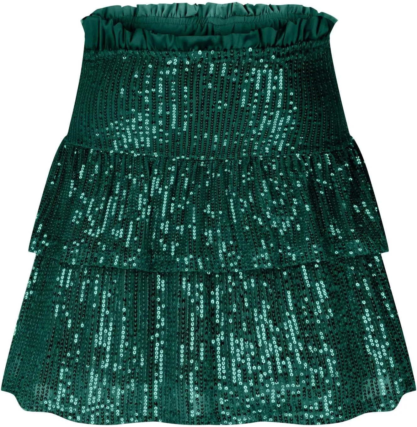 Women Sequin Skirt Sparkly Cute High Waist Ruffle Flowy Shiny Glitter Y2K Mini Short Skirts Night Out Club Party