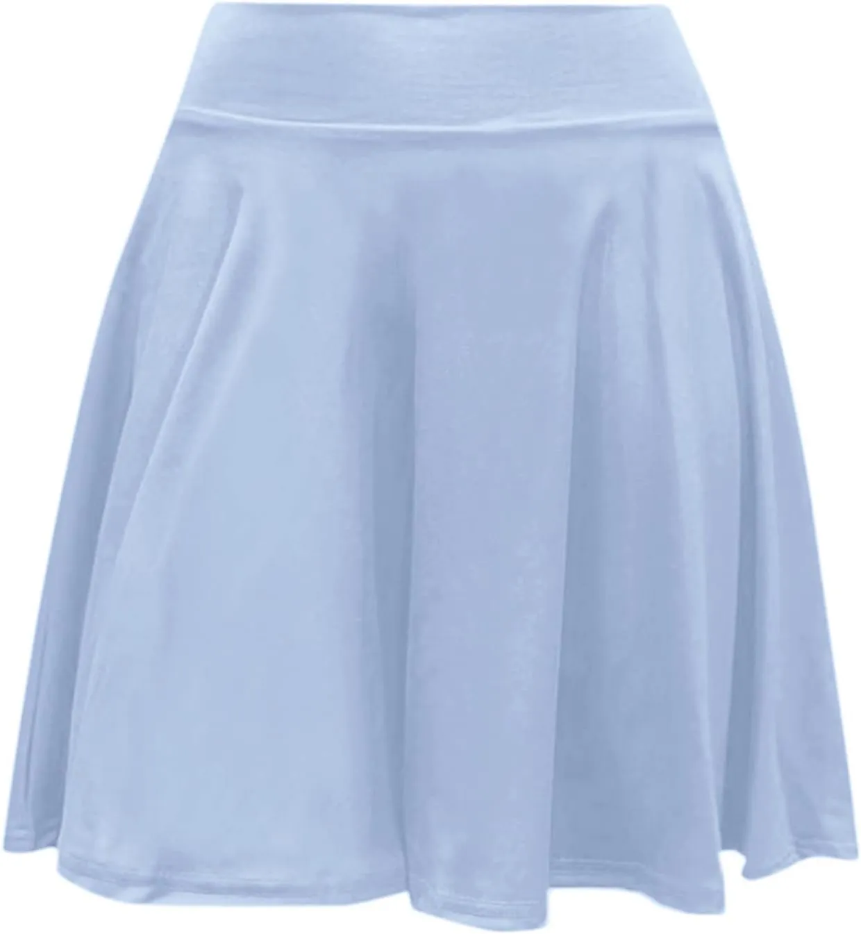 Women's Basic Mini Skirt Elastic High Waisted Casual Stretchy Pleated Skirts with Shorts A-Line Swing Short Dress