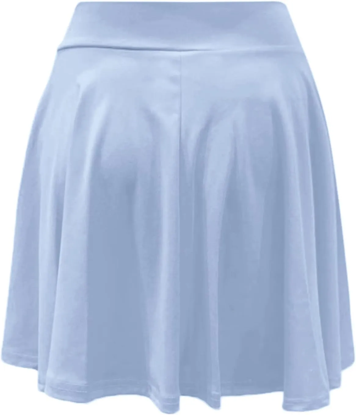 Women's Basic Mini Skirt Elastic High Waisted Casual Stretchy Pleated Skirts with Shorts A-Line Swing Short Dress