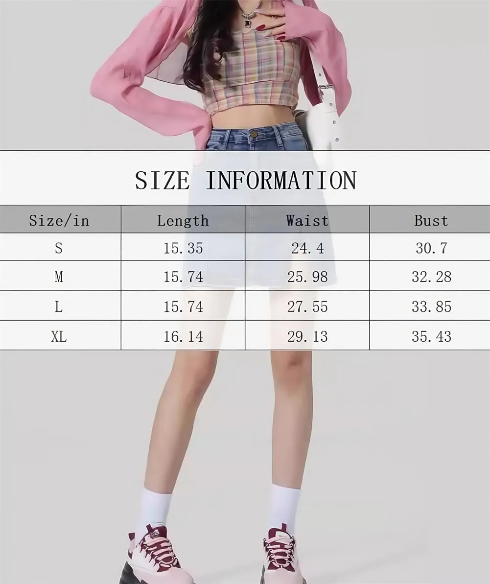 Womens Denim mini Skirt Summer Woman High Waisted Skirts, Summer Boho Flowy A Line Skirts Casual Lightweight Beach Skirt