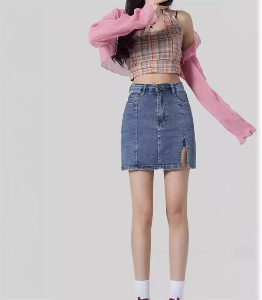 Womens Denim mini Skirt Summer Woman High Waisted Skirts, Summer Boho Flowy A Line Skirts Casual Lightweight Beach Skirt