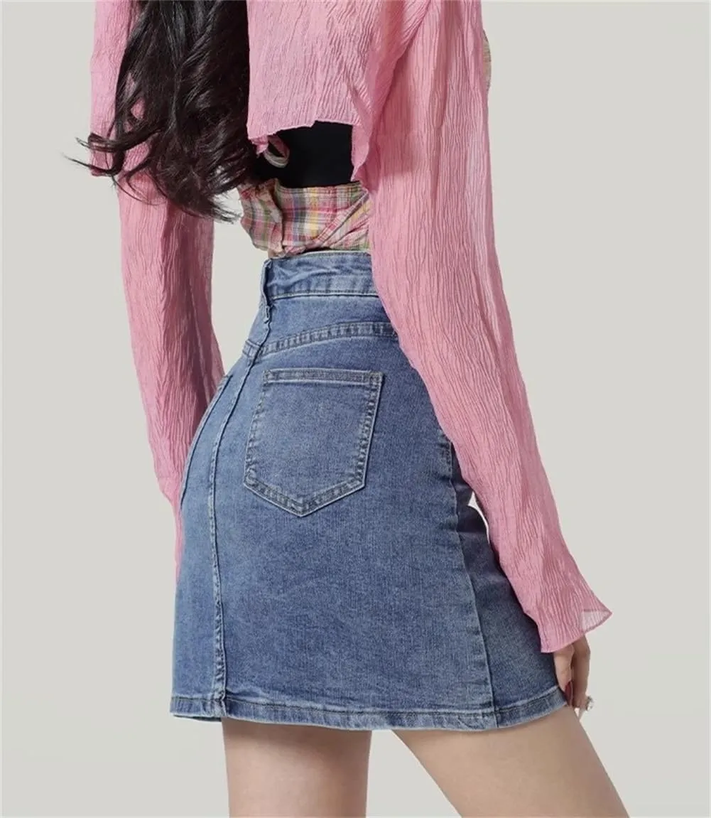 Womens Denim mini Skirt Summer Woman High Waisted Skirts, Summer Boho Flowy A Line Skirts Casual Lightweight Beach Skirt