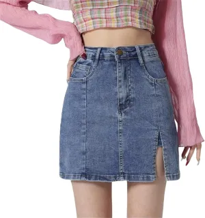 Womens Denim mini Skirt Summer Woman High Waisted Skirts, Summer Boho Flowy A Line Skirts Casual Lightweight Beach Skirt