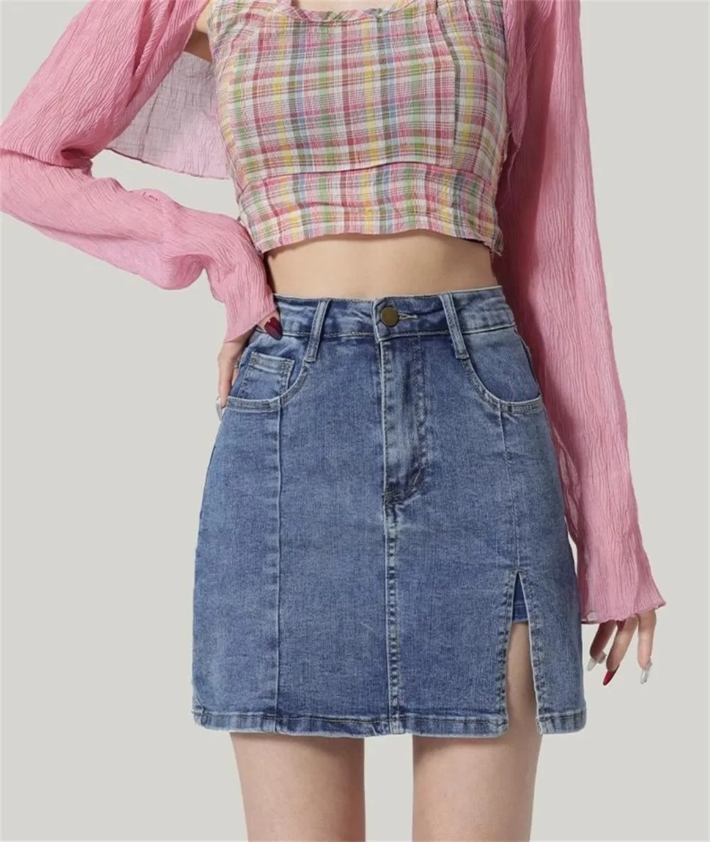 Womens Denim mini Skirt Summer Woman High Waisted Skirts, Summer Boho Flowy A Line Skirts Casual Lightweight Beach Skirt