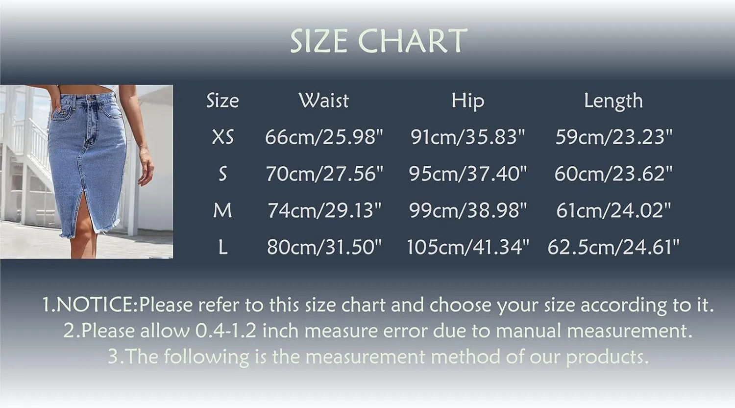 Womens Denim Skirt Casual Stretch Slim Fit High Waisted Jean Skirts Split Front Knee Length Work Business Skirts