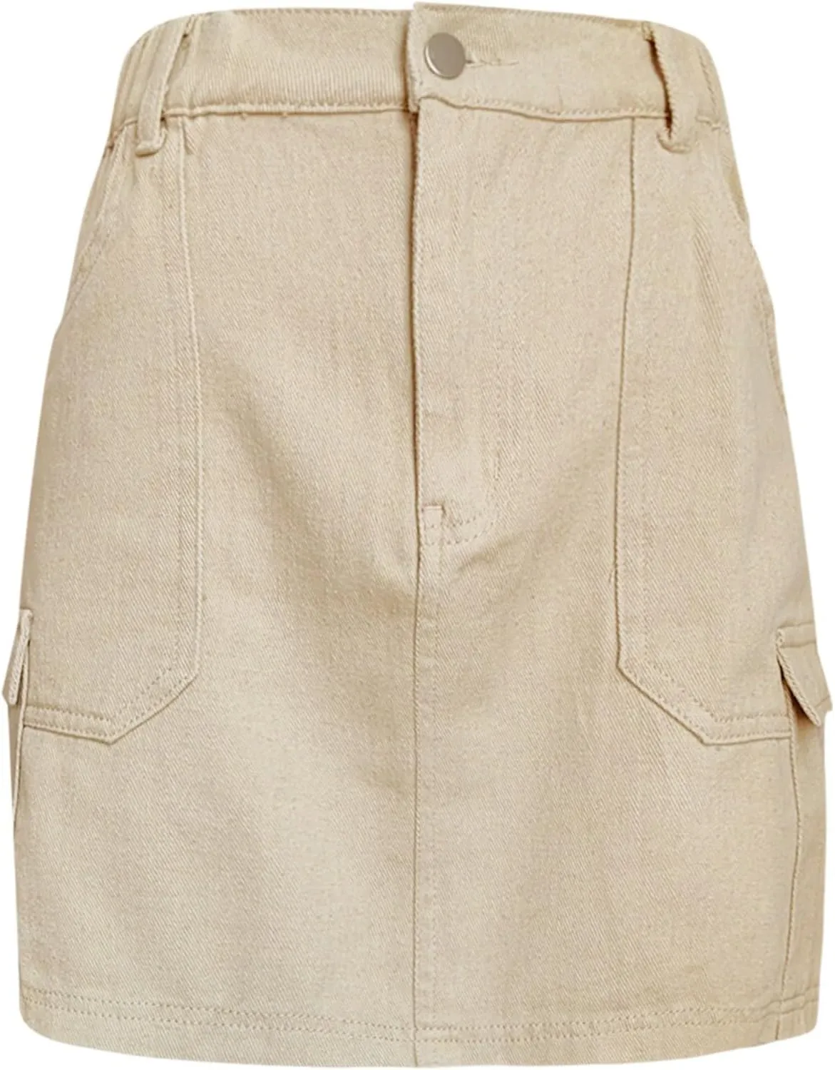 Women's High Waisted Cargo Mini Skirts Pocket Denim Skirt Pencil Skirt Stretchy Casual Skirt Pocket Skirt Short