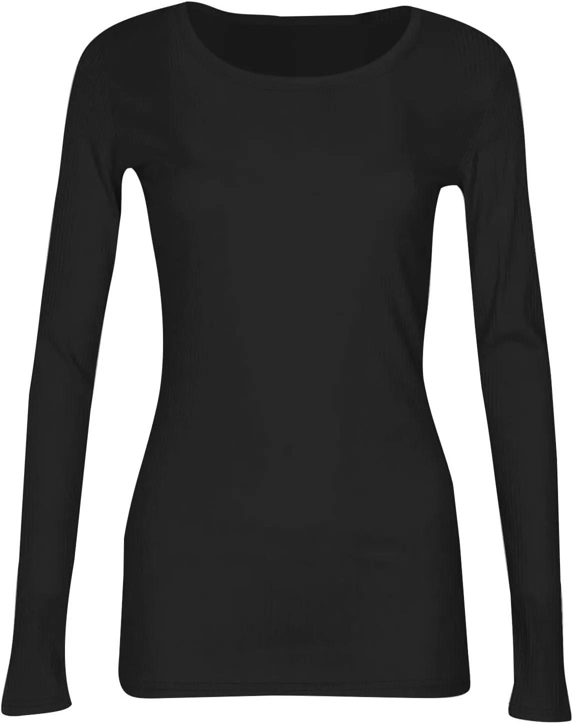 Women's Long Sleeve Fleece Lined Thermal Underwear Lightweight Crew Neck Baselayer Shirt Premium Comfort Winter Tops