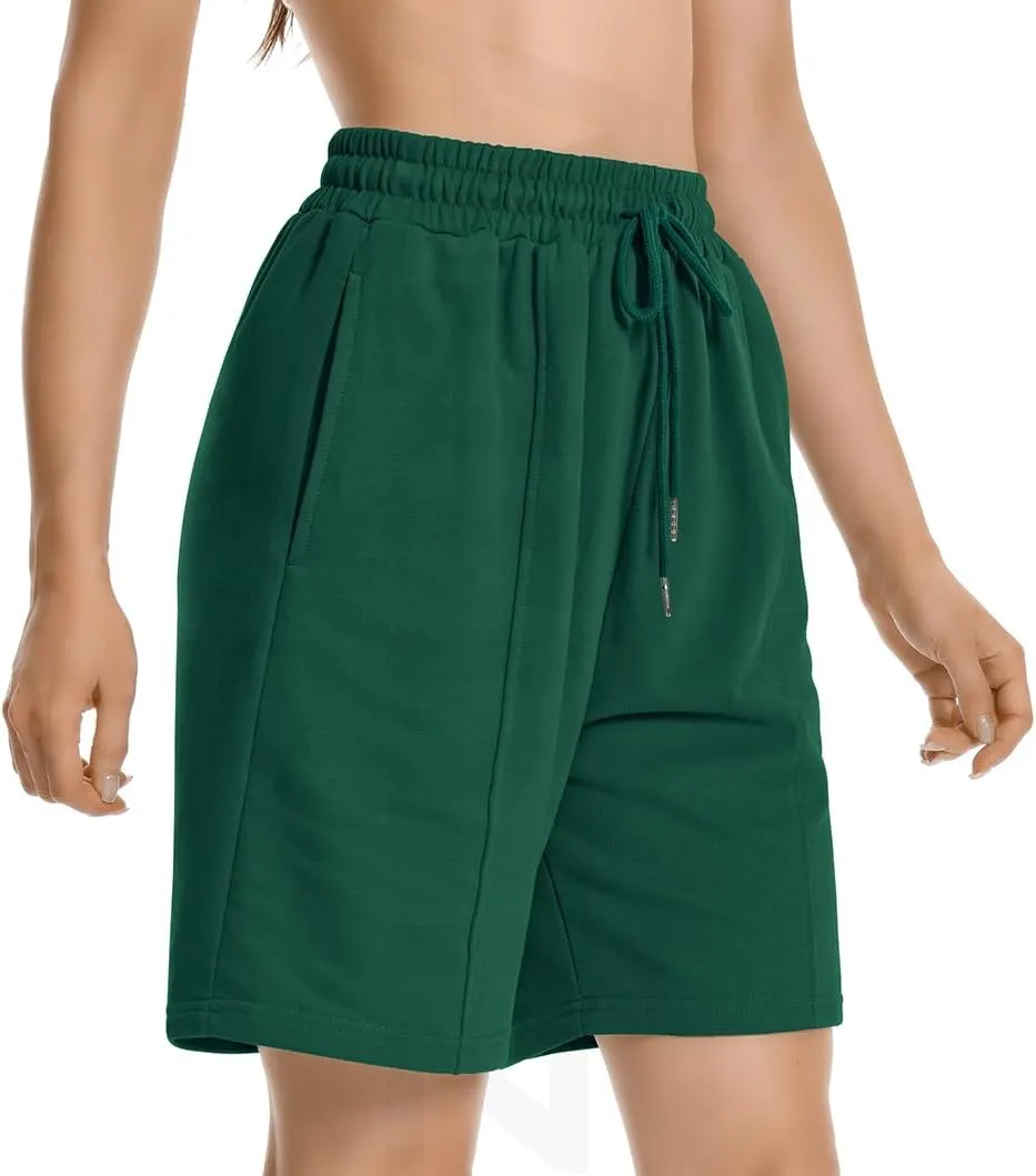 Womens Long Sweat Shorts Casual Summer Bermuda Loose Lounge Workout Athletic Shorts with Pockets