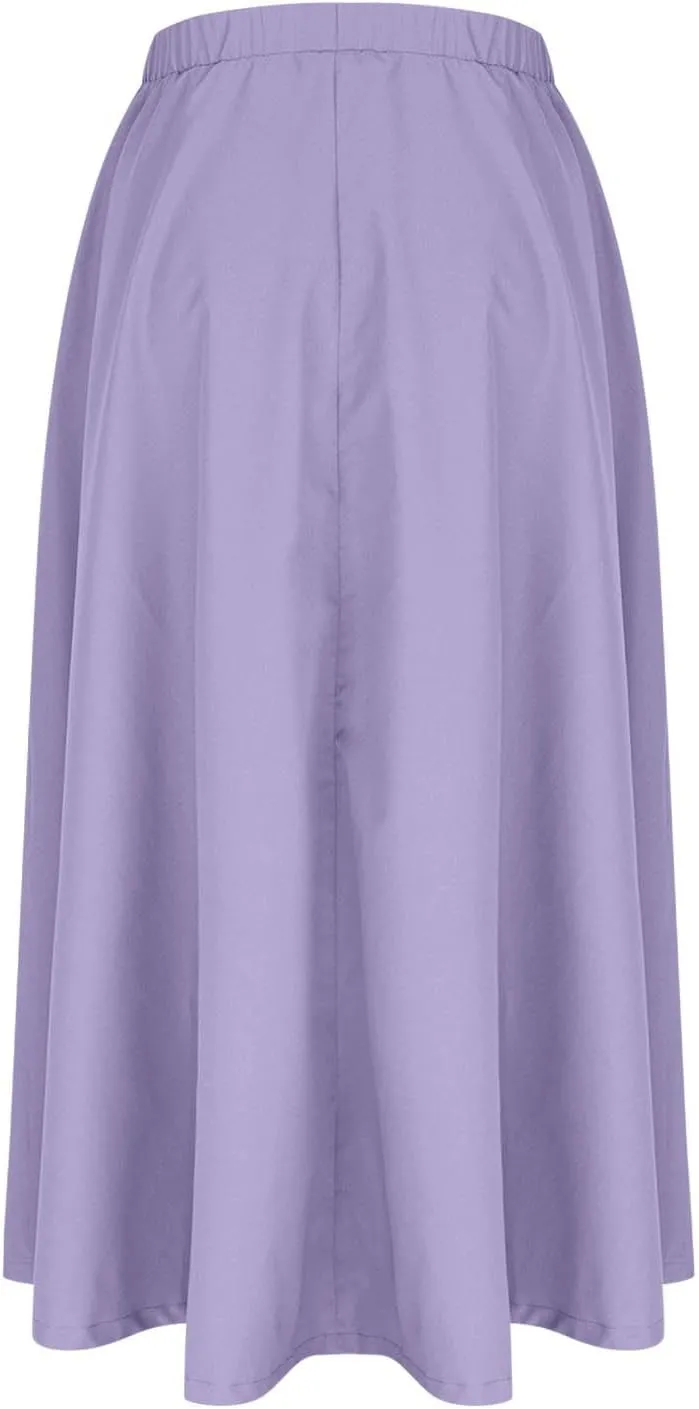 Womens Midi Skirts Casual Elastic High Waisted Pleated Flowy Long Skirts Trendy Cute Skirts Beach Vacation Outfits