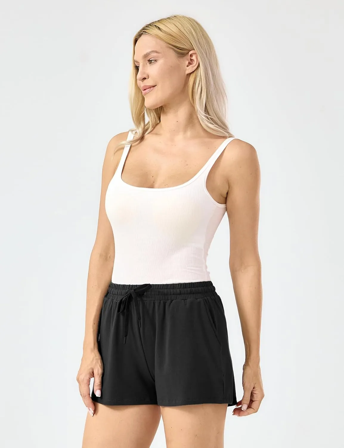 Womens Pajama Shorts Drawstring Waist Lounge Shorts with Pockets, Viscose Made from Bamboo