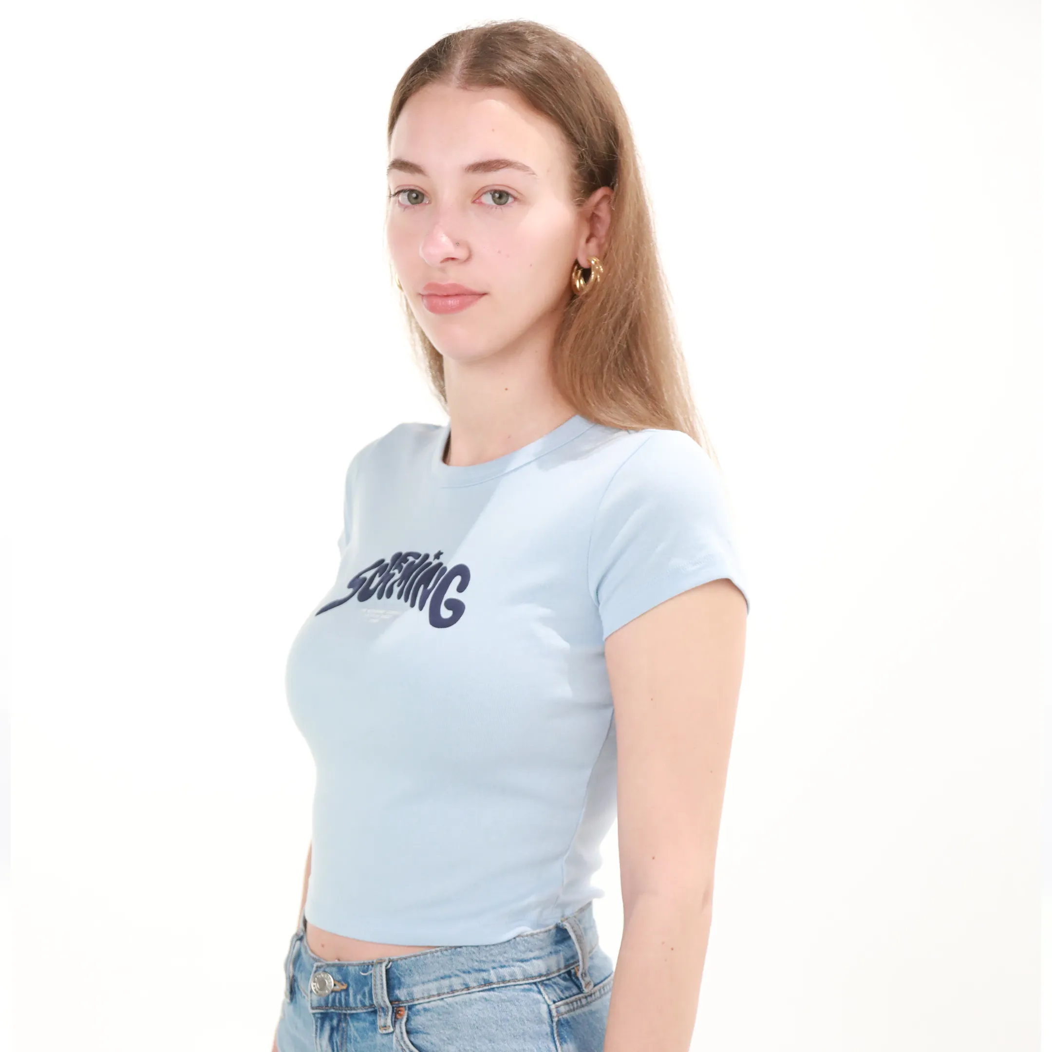 Women's Puff Print Cropped Baby Top