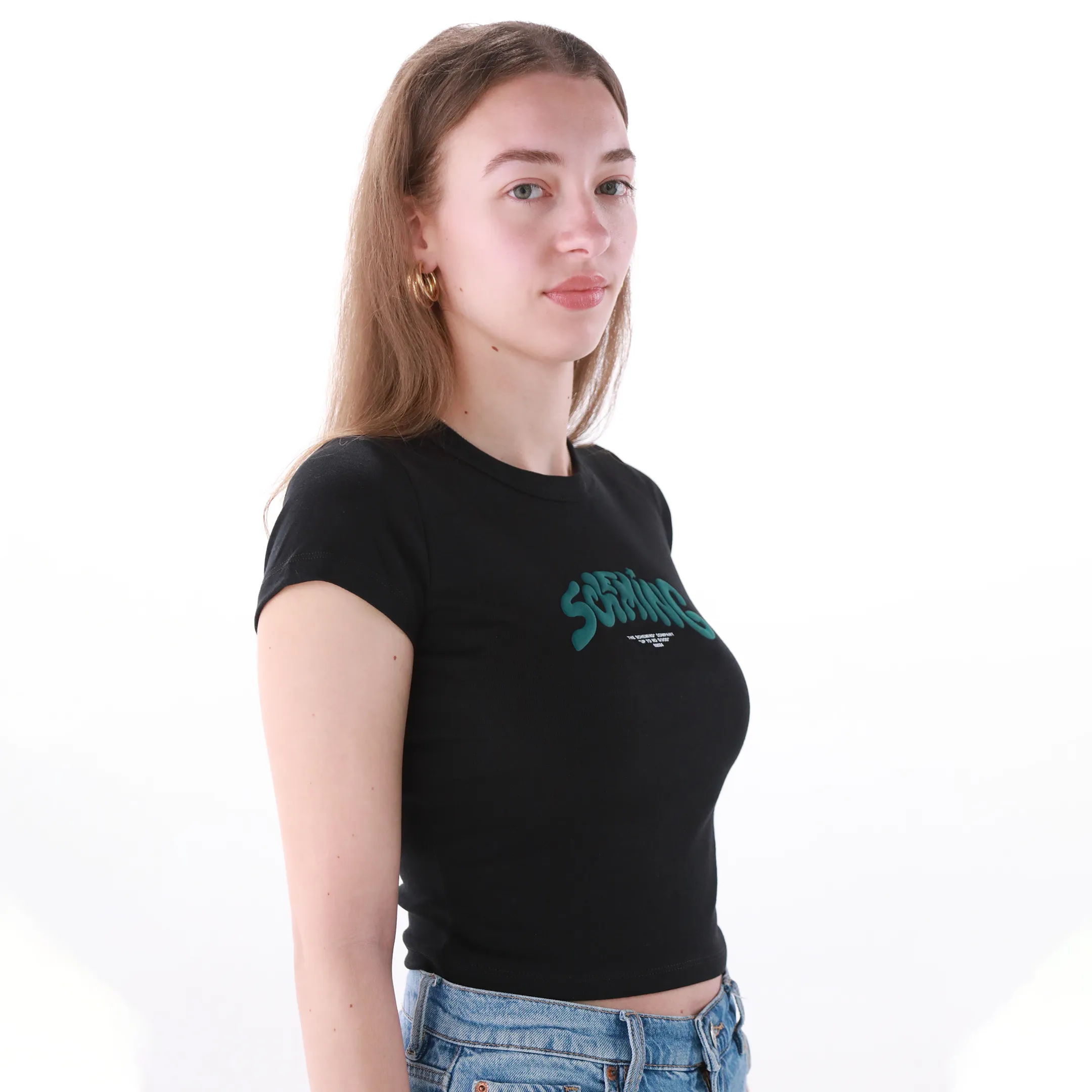 Women's Puff Print Cropped Baby Top