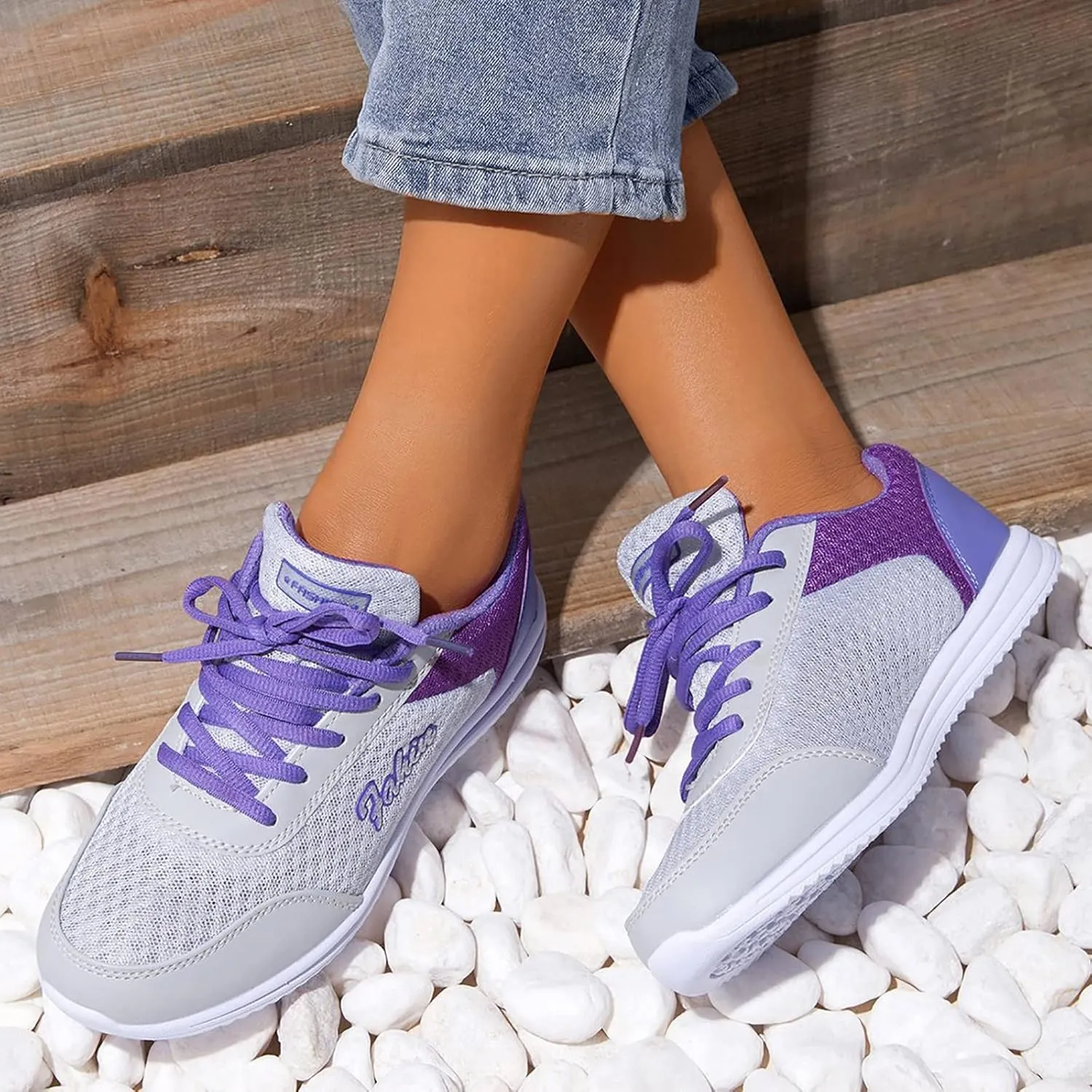 Women's Rhinestone Mesh Slip On Walking Shoes Fashion Breathable Womens Tennis Shoes Sports Slip On Shoes Casual Wedge Sneakers Slip On Tennis Shoe Trainers Shoe