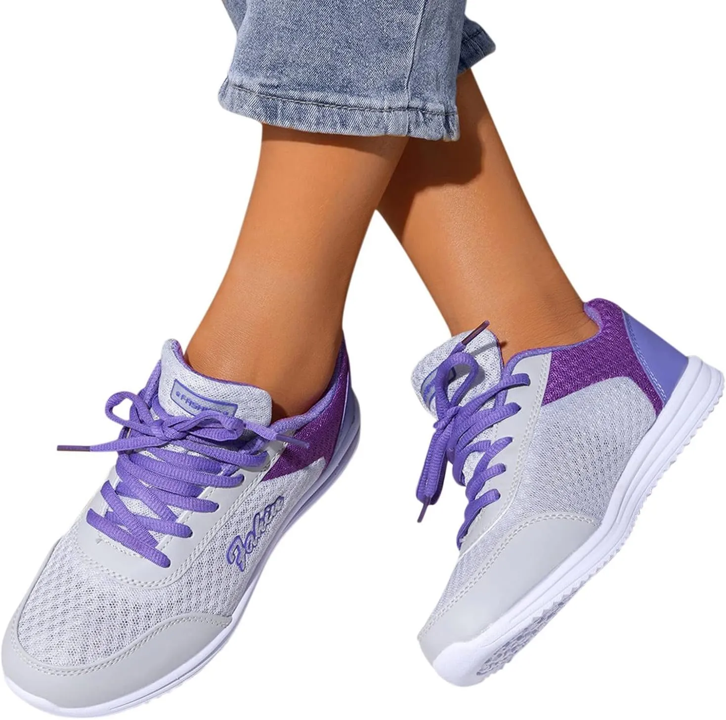 Women's Rhinestone Mesh Slip On Walking Shoes Fashion Breathable Womens Tennis Shoes Sports Slip On Shoes Casual Wedge Sneakers Slip On Tennis Shoe Trainers Shoe