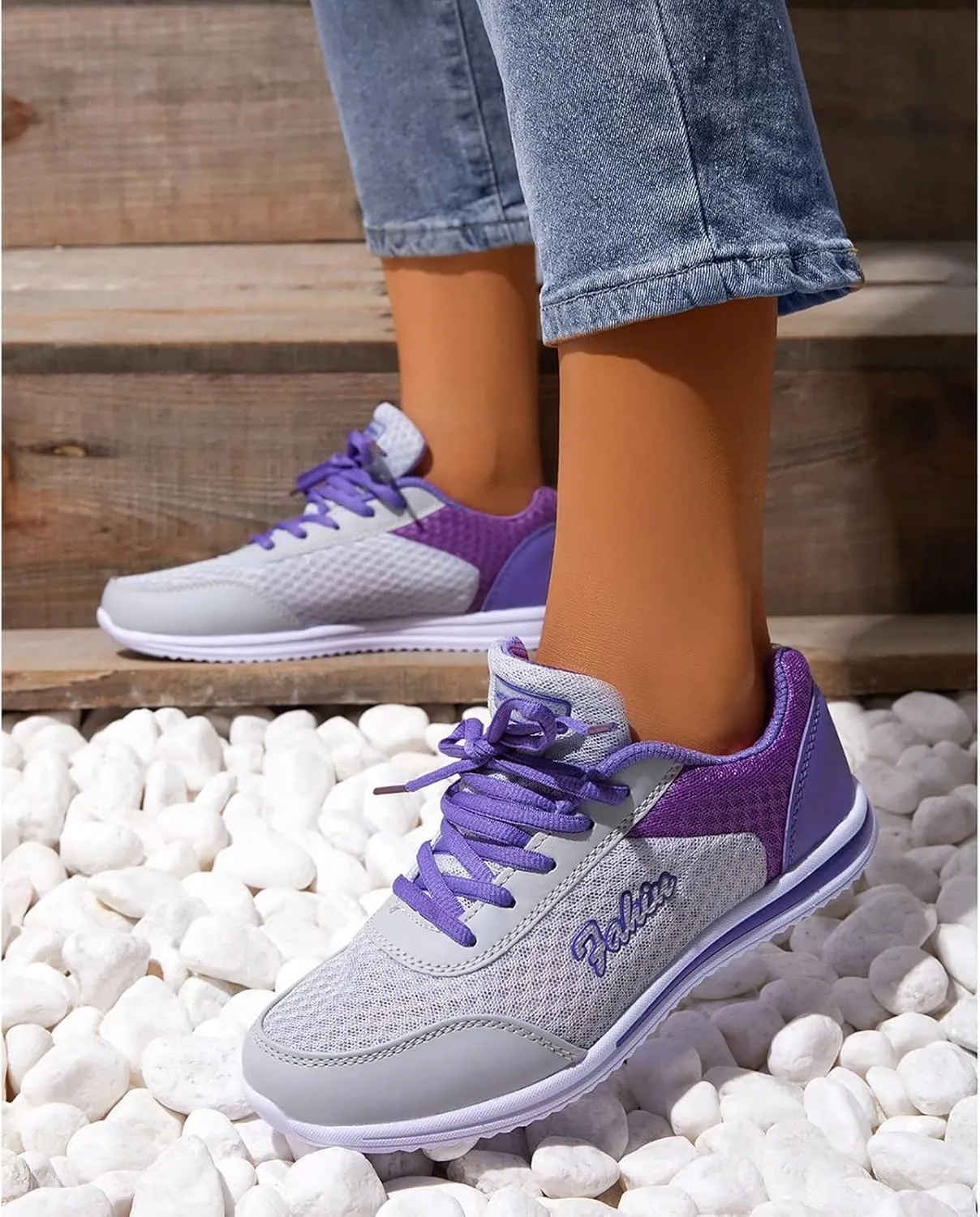 Women's Rhinestone Mesh Slip On Walking Shoes Fashion Breathable Womens Tennis Shoes Sports Slip On Shoes Casual Wedge Sneakers Slip On Tennis Shoe Trainers Shoe