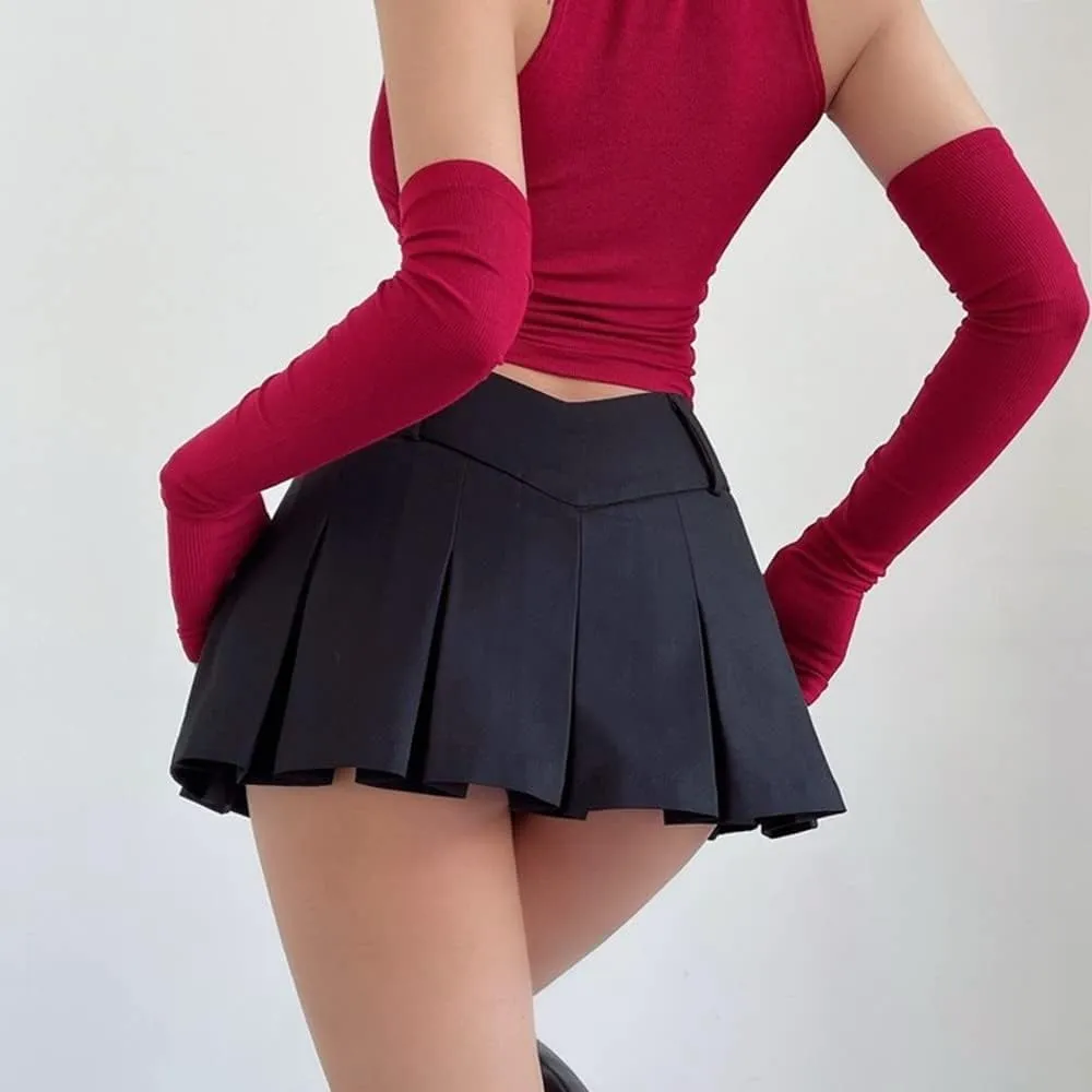 Womens Short Skirts - Sexy V Waist Design Pleated Skirts Summer Cute Aesthetic Micro Skirts High Waist A-Line Mini