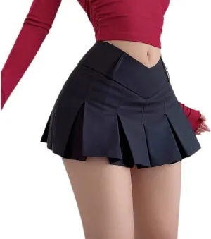 Womens Short Skirts - Sexy V Waist Design Pleated Skirts Summer Cute Aesthetic Micro Skirts High Waist A-Line Mini