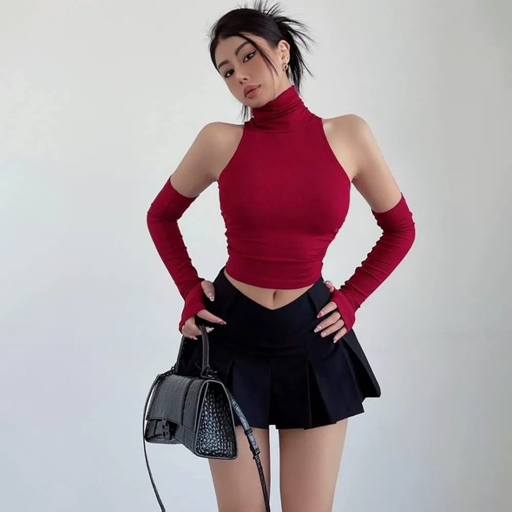 Womens Short Skirts - Sexy V Waist Design Pleated Skirts Summer Cute Aesthetic Micro Skirts High Waist A-Line Mini