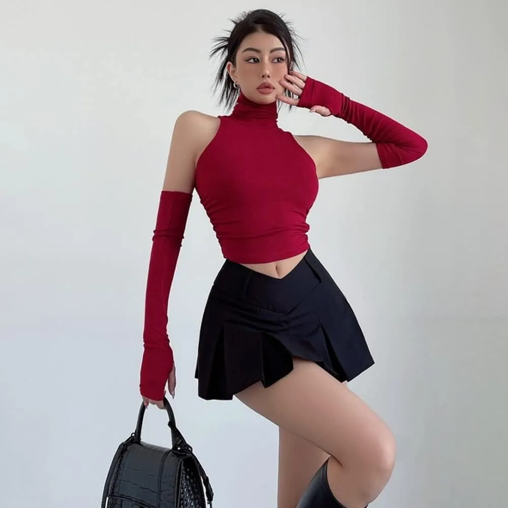 Womens Short Skirts - Sexy V Waist Design Pleated Skirts Summer Cute Aesthetic Micro Skirts High Waist A-Line Mini