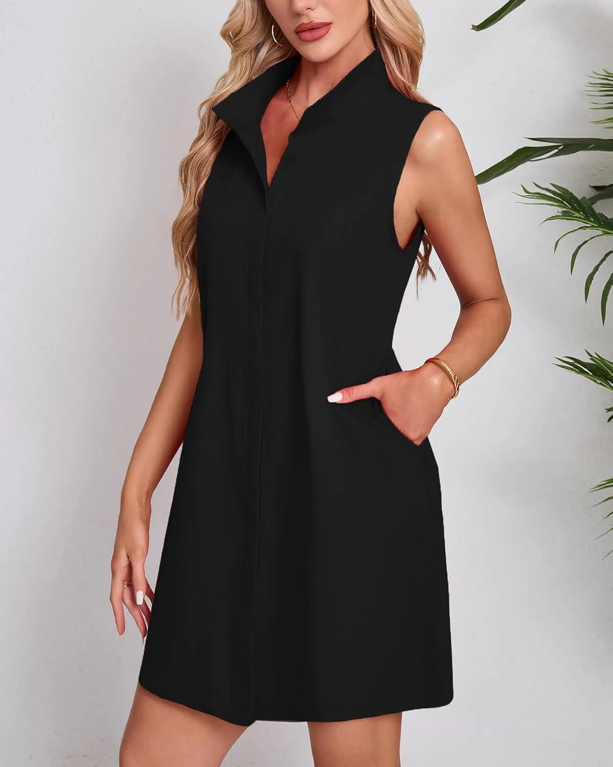 Women's Sleeveless Floral Mini Dress Button Down Tunic Shift Casual Boho Summer Tank Dress