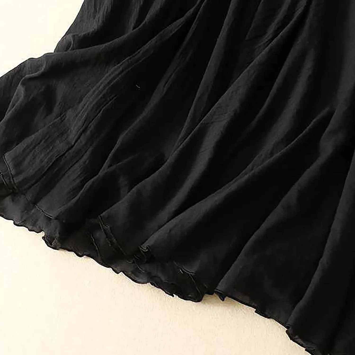 Women's Trendy Solid Ankle Ruffle Skirts Casual High Waist Elastic Midi Skirt Loose Pleated Flowy Hem Lounge Skirt