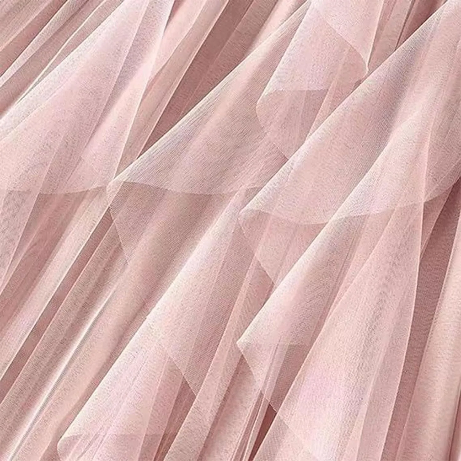 Women's Tulle Skirt High Low Asymmetrical A-Line Fairy Elastic High Waist Mesh Layered Pleated Long Midi Skirts