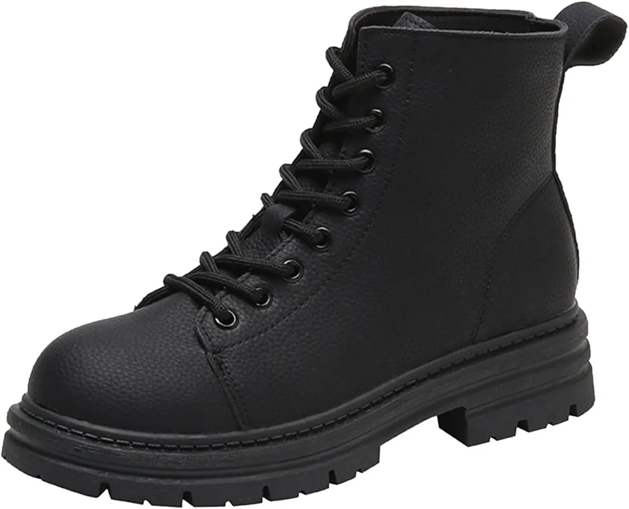 Work Boots for Women Ankle Black Flat Booties Boots Ankle Women Womens Work Boot Lightweight Breathable Slip on Pointed Toe Chunky Stacked Heel