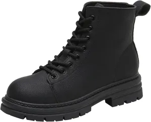 Work Boots for Women Ankle Black Flat Booties Boots Ankle Women Womens Work Boot Lightweight Breathable Slip on Pointed Toe Chunky Stacked Heel