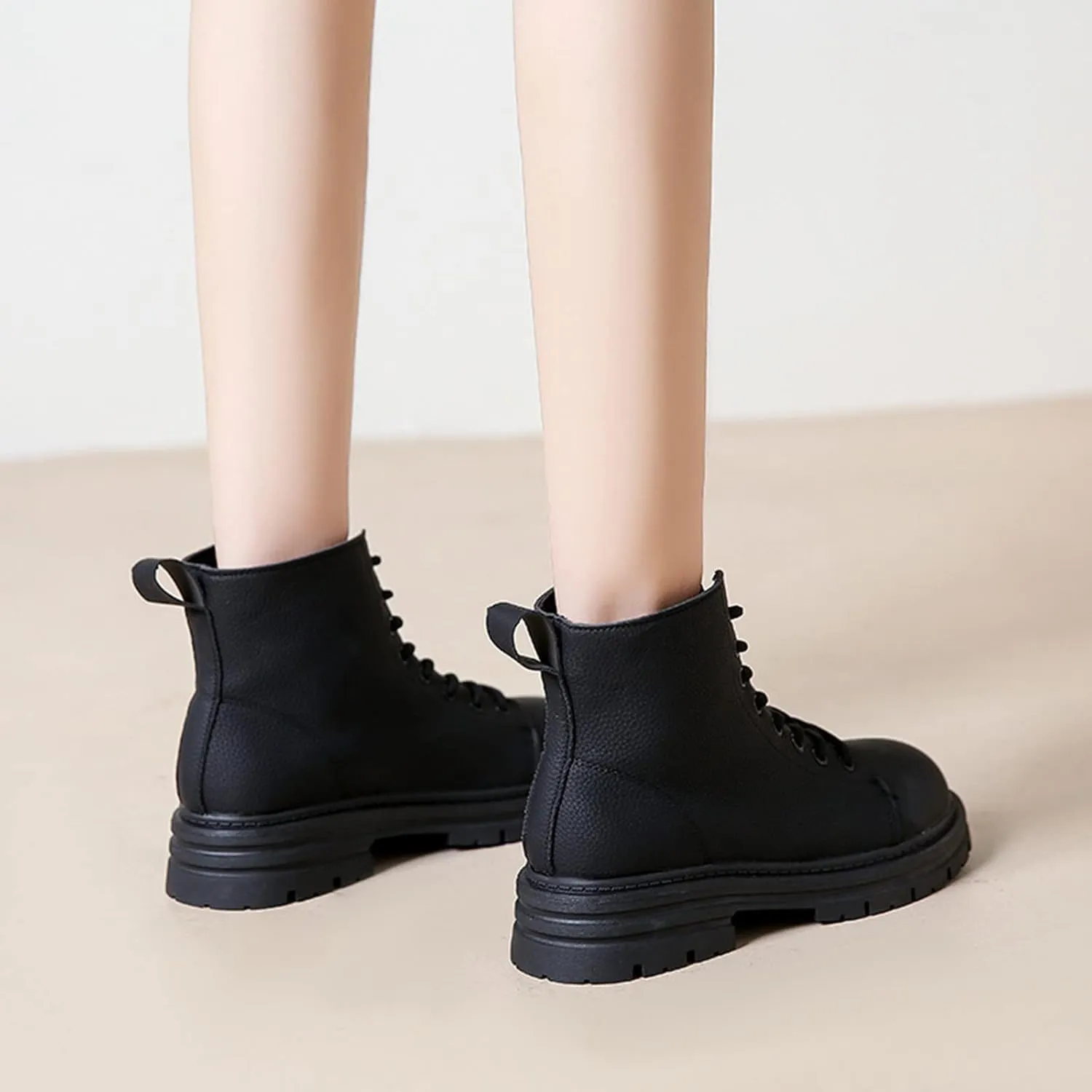 Work Boots for Women Ankle Black Flat Booties Boots Ankle Women Womens Work Boot Lightweight Breathable Slip on Pointed Toe Chunky Stacked Heel