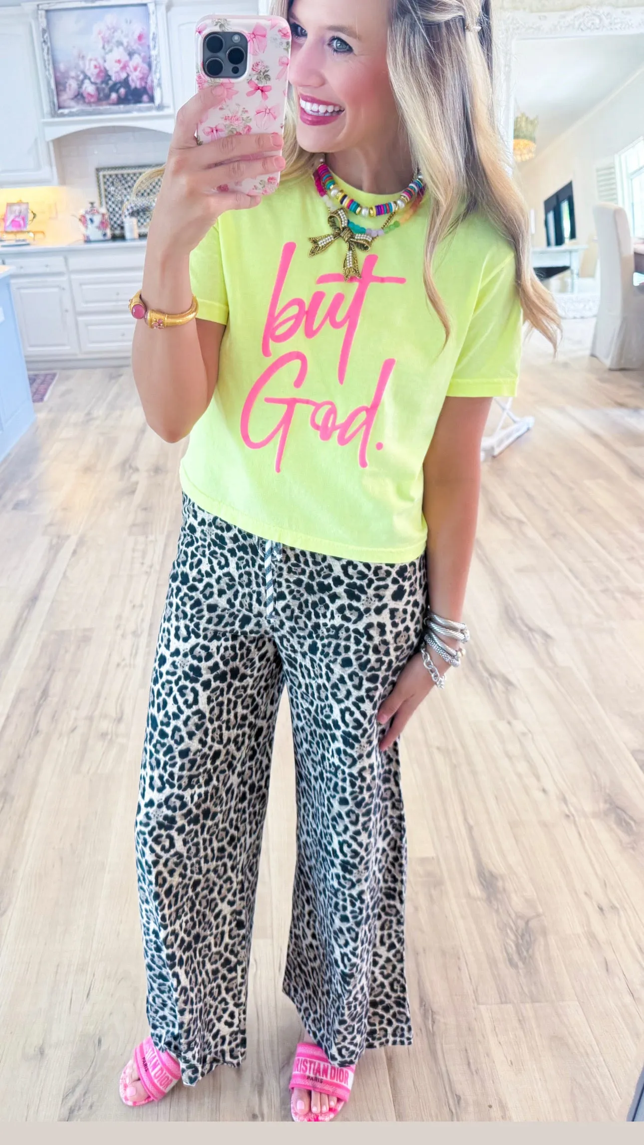 Yellow and Pink But God Cropped Tee