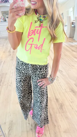 Yellow and Pink But God Cropped Tee