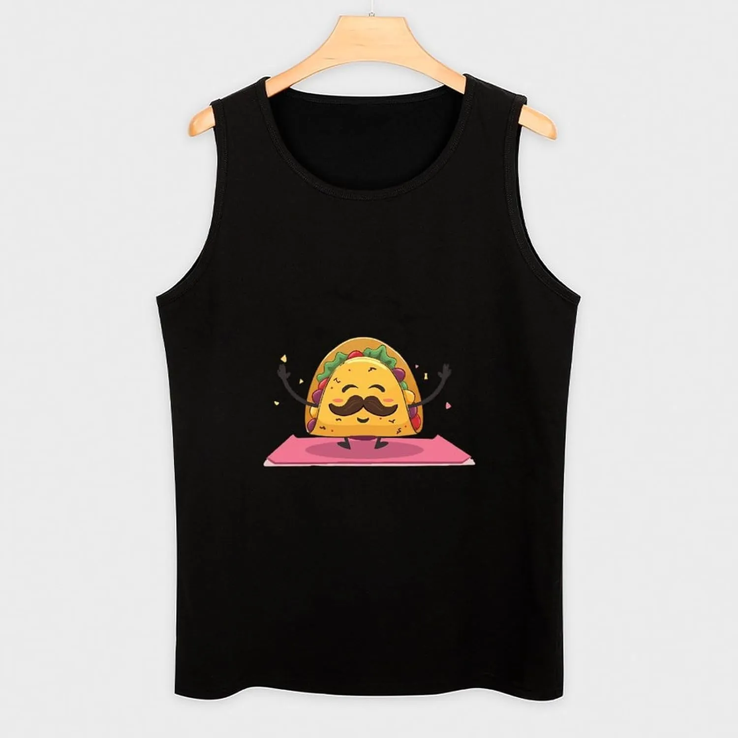 Yoga Pizza Mens Tank Top Cotton Undershirt Crewneck Sleeveless Shirt for Summer