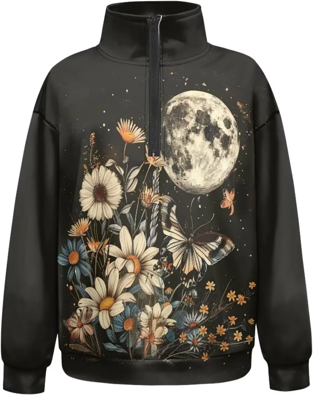 Ystardream Oversized Quarter Zip Sweatshirt Women Half Zip Hoodies S-3XL