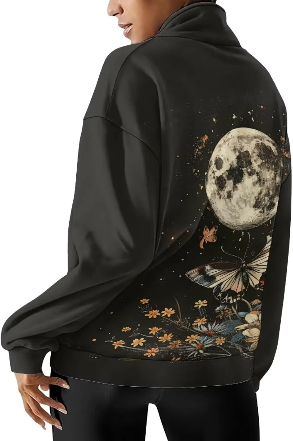 Ystardream Oversized Quarter Zip Sweatshirt Women Half Zip Hoodies S-3XL