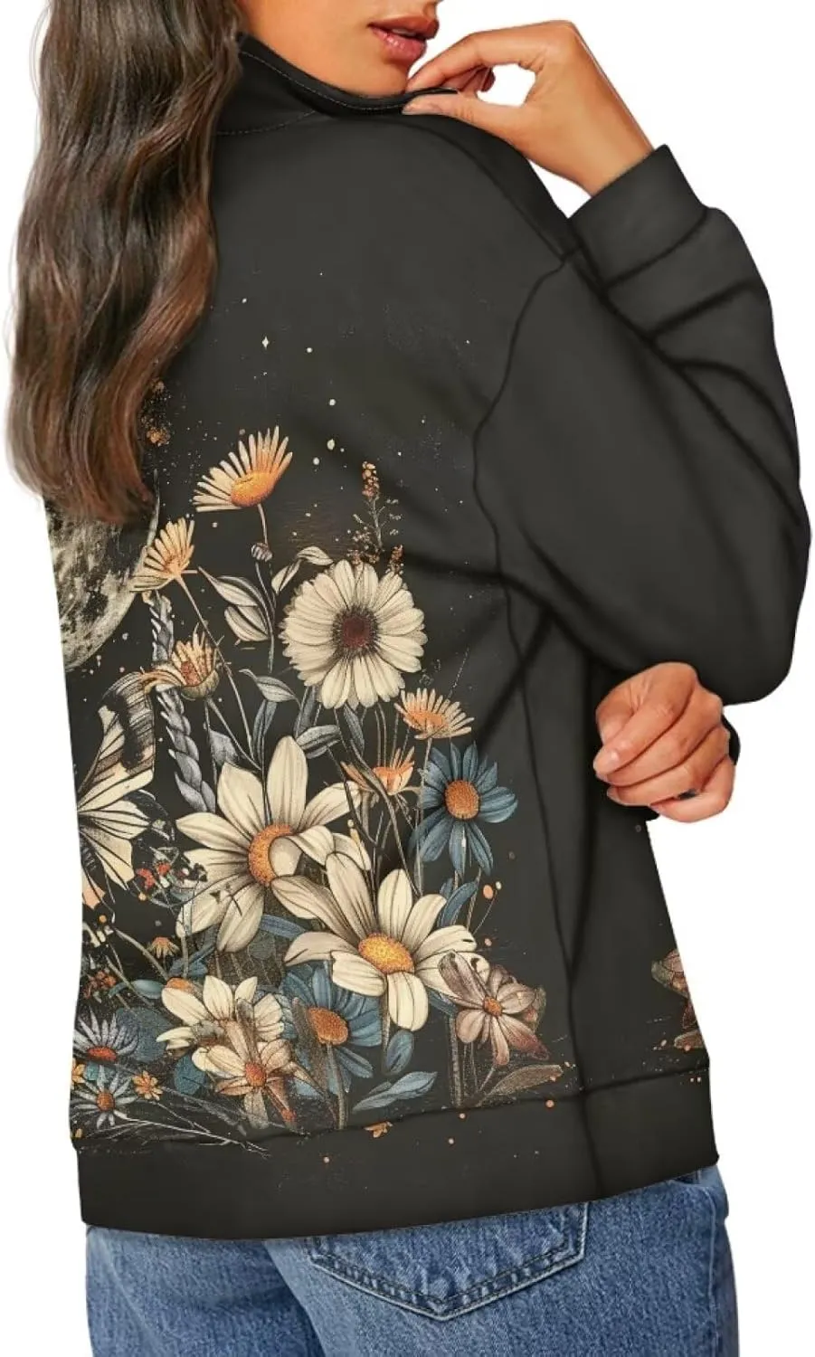 Ystardream Oversized Quarter Zip Sweatshirt Women Half Zip Hoodies S-3XL